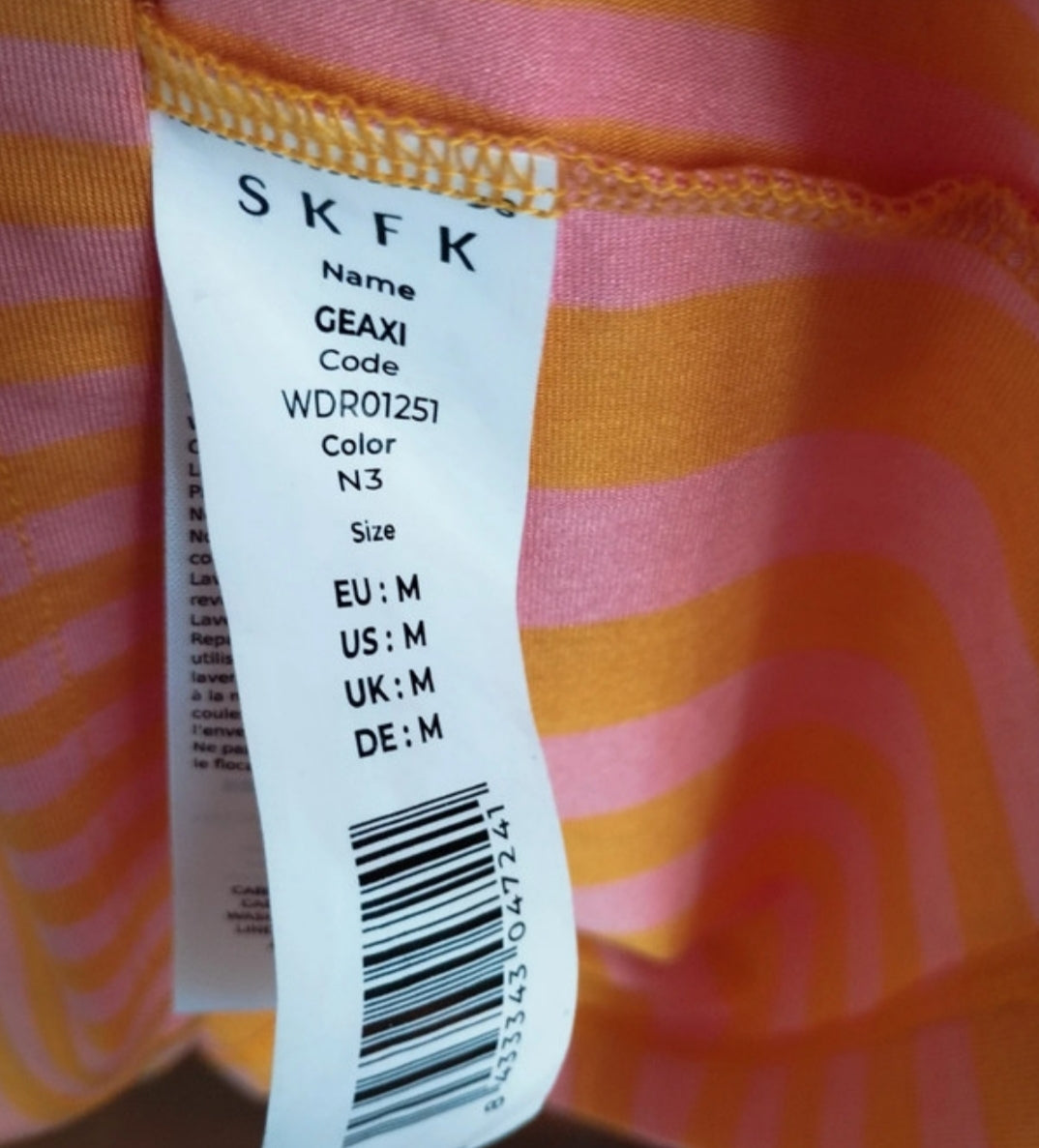 Robe Geaxi à rayures verticales orange et roses