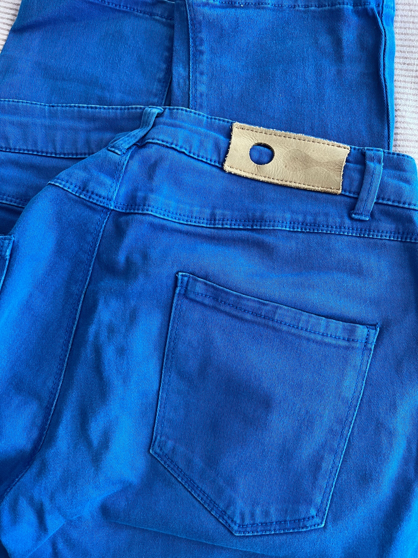Straight blue denim trousers