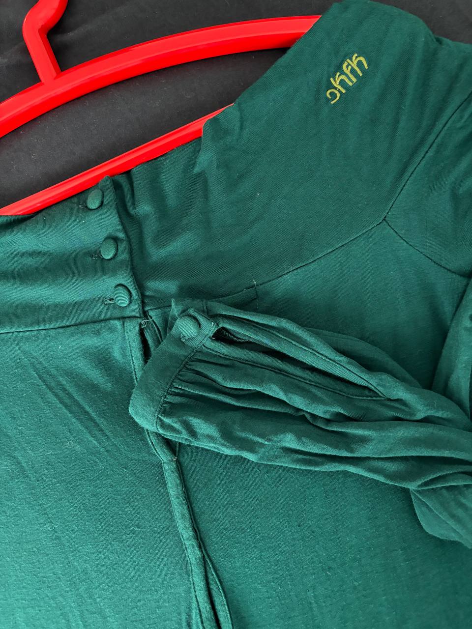 Vestido verde midi cuello barco