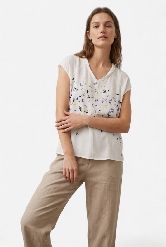 Camisa blanca estampada