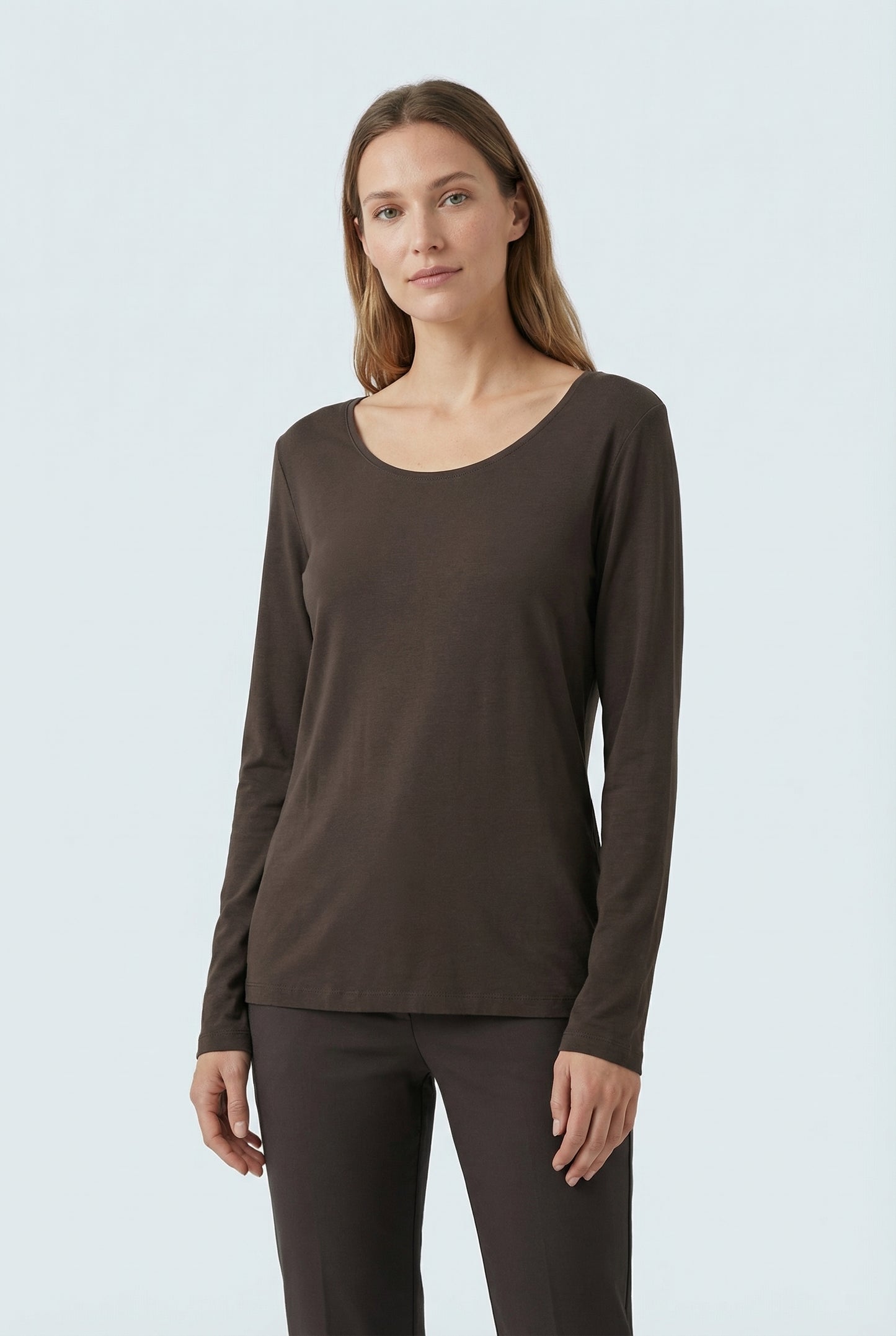 Long-sleeve top SUR-7 brown size 44