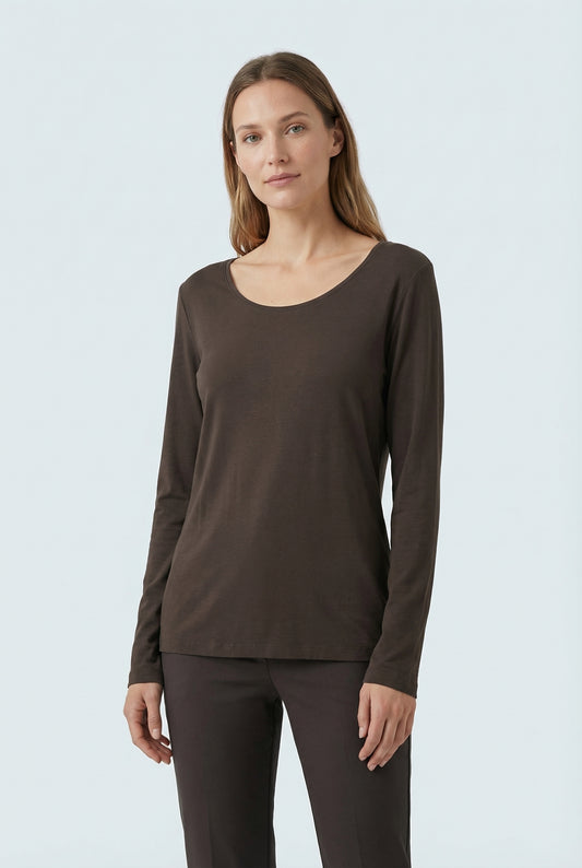 Long-sleeve top SUR-7 brown size 44