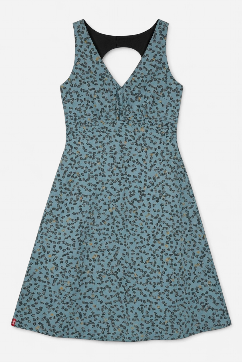 Vestido con espalda recortada estampado "Ginkgo"