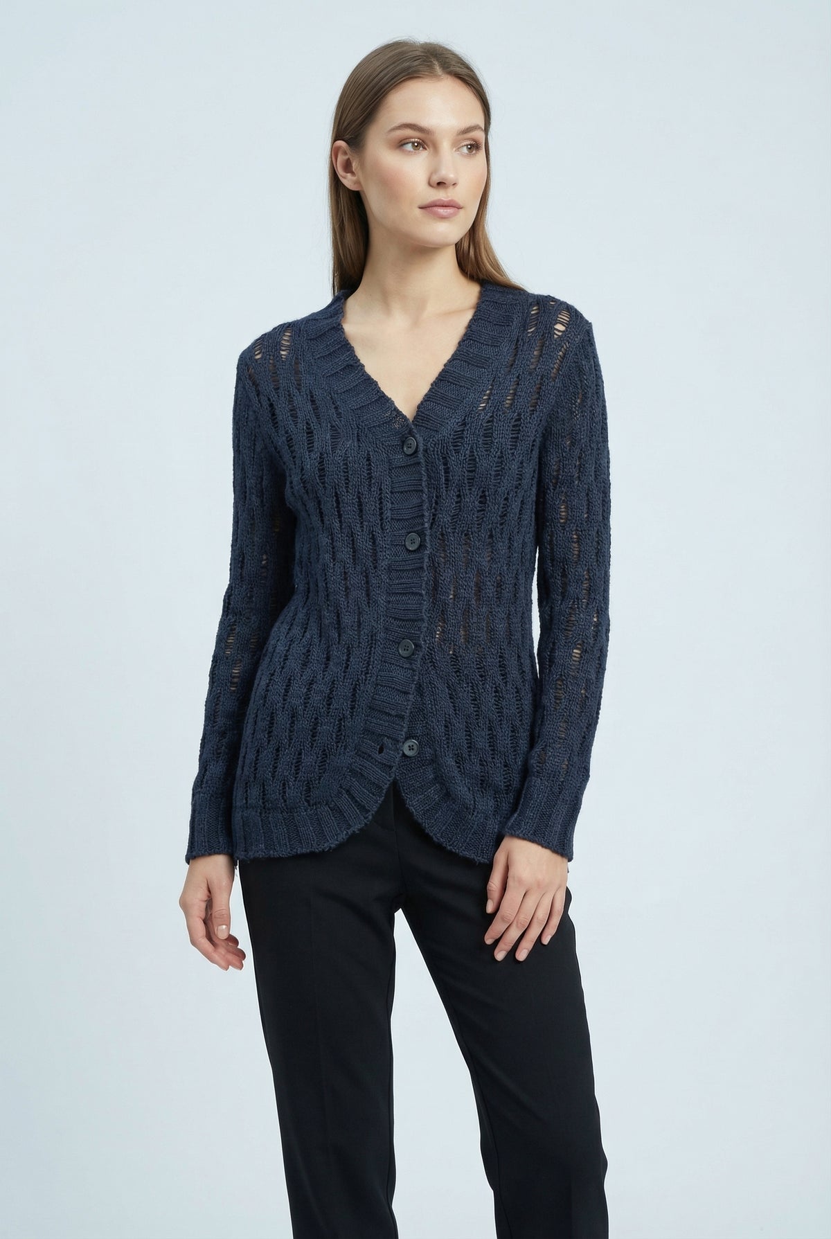 Cardigan calado azul