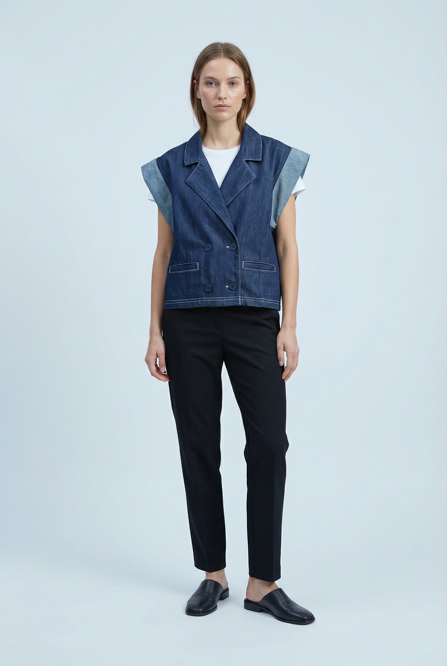 Chemise courte en denim