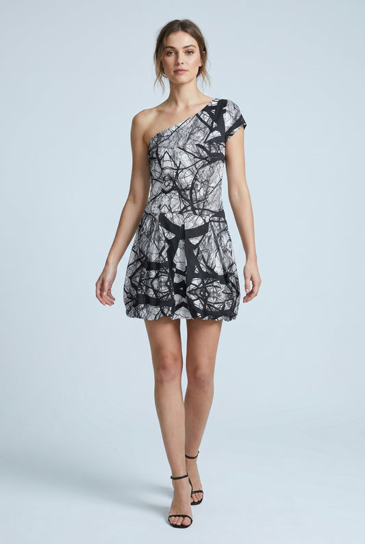 Vestido mini corte asimétrico