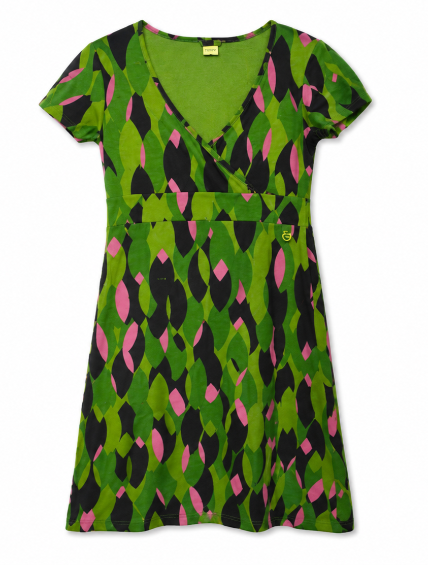 Robe empire effet portefeuille à imprimé feuilles géométriques
