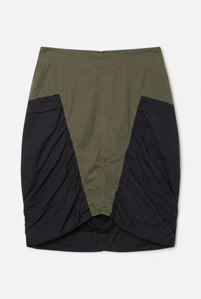 Mini-jupe colorblock vert olive et noir
