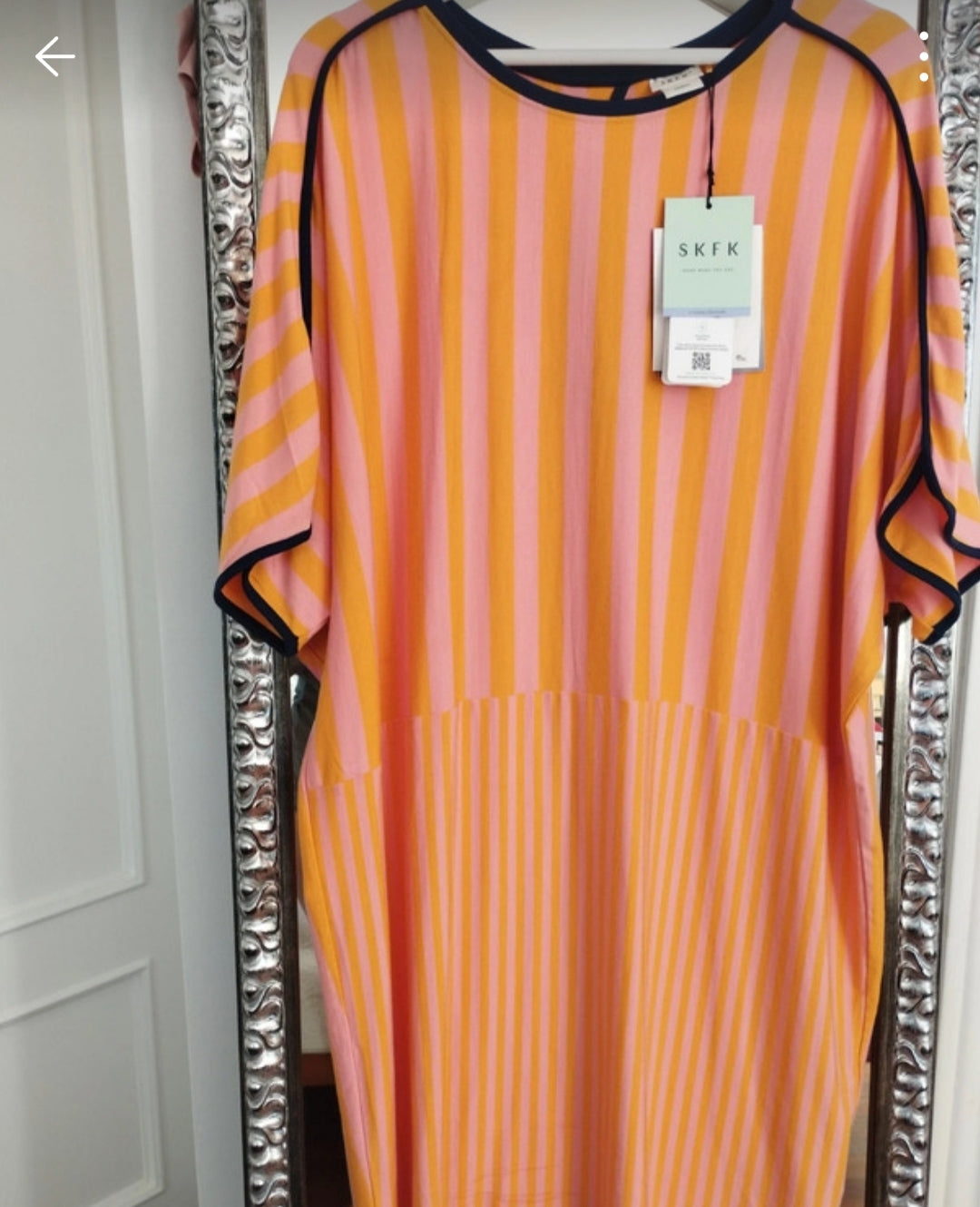 Robe Geaxi à rayures verticales orange et roses