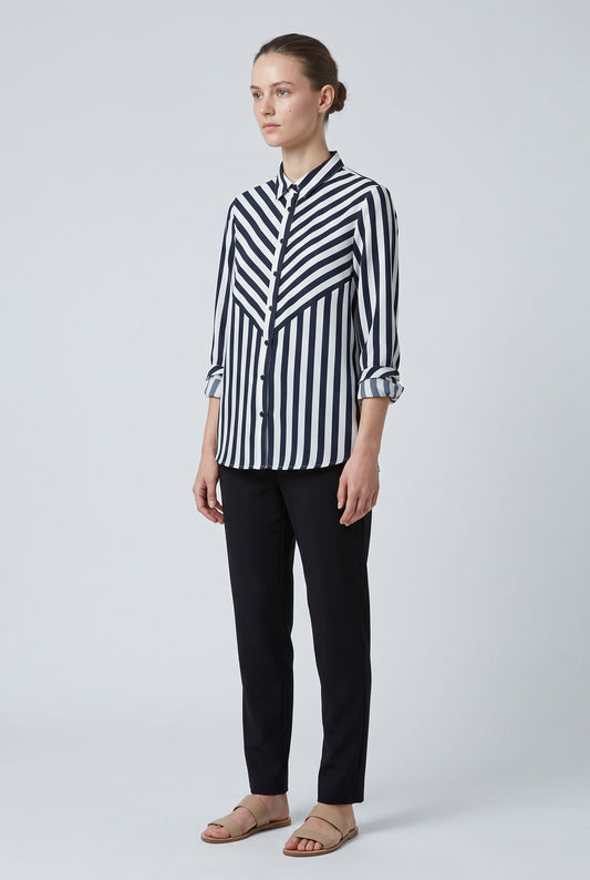 Chemise rayée boutons aux épaules