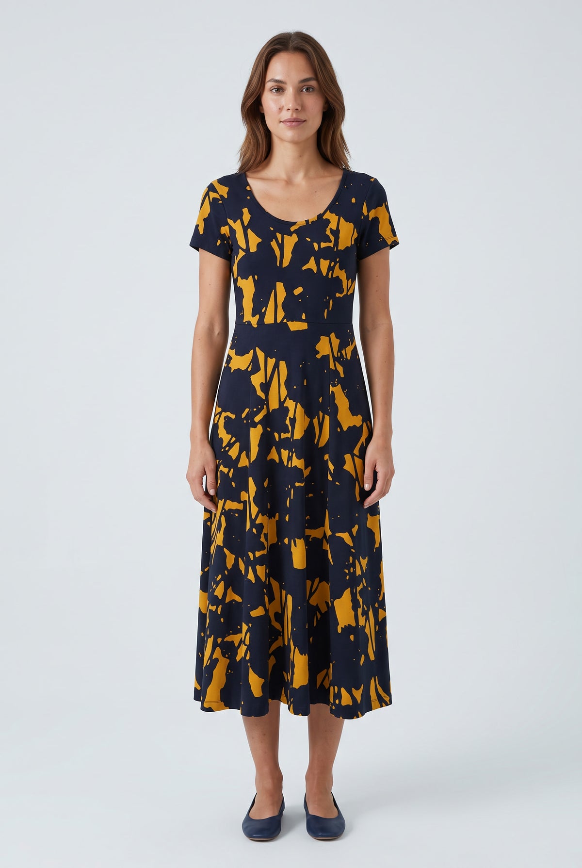 Robe MAITTE bleu marine et orange