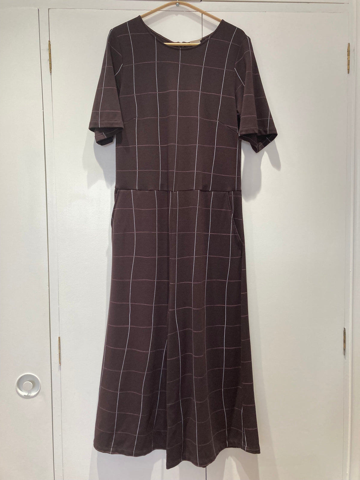 Brown modal jumpsuit with checks