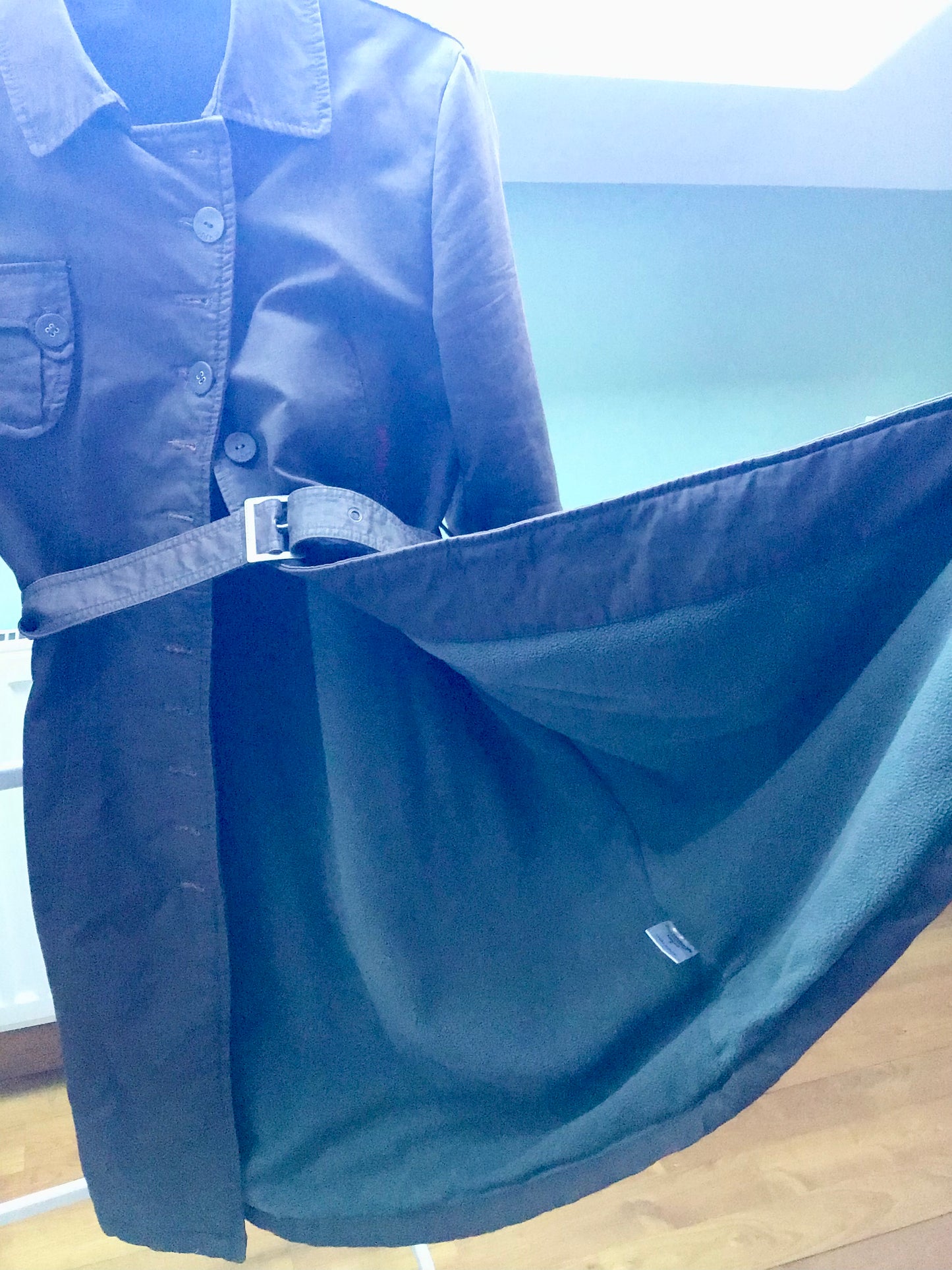 Abrigo encerado verde caqui para mujer