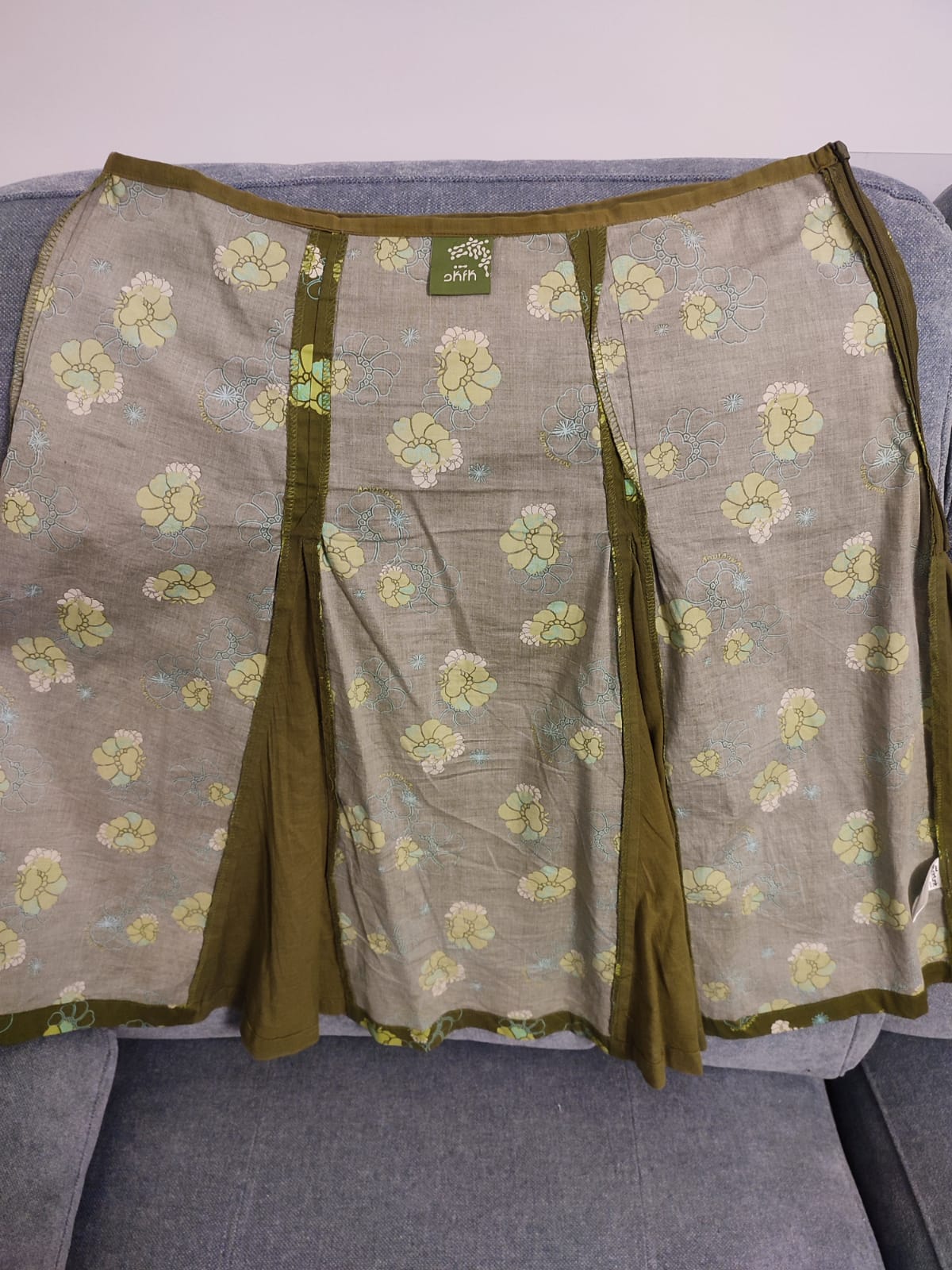 GREEN PRINTED FLARED SKIRT